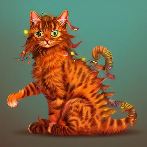 Image similar to cat seahorse shapeshifter, long haired humanoid fursona, detailed painterly digital art by wlop, louis wain, lisa frank, furaffinity, cgsociety, trending on artstation