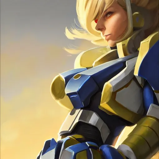 Image similar to greg manchess portrait painting of armored zero suit samus aran as overwatch character, medium shot, asymmetrical, profile picture, organic painting, sunny day, matte painting, bold shapes, hard edges, street art, trending on artstation, by huang guangjian, gil elvgren, ruan jia, greg rutkowski, gaston bussiere