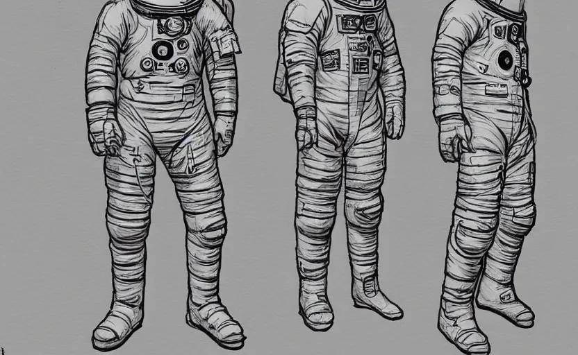 Image similar to full body astronaut sketch, concept art, digital art, in the style of darren bartley, katsuya terada