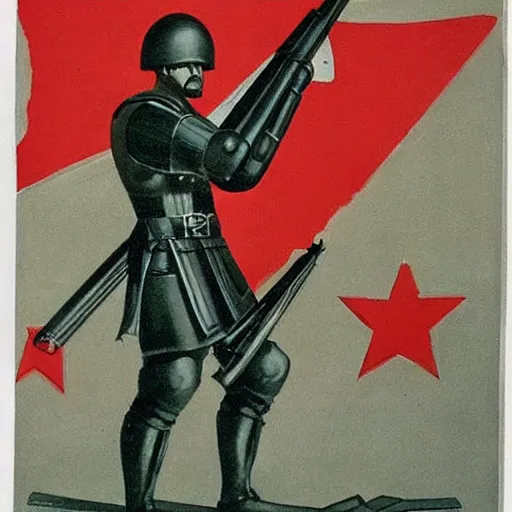 Image similar to Soviet propaganda of medieval armory