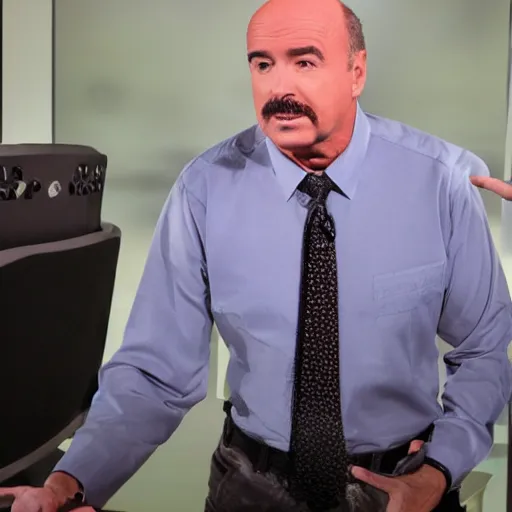 Prompt: dr phil piloting a ufo