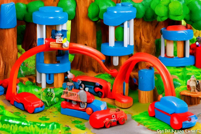 Image similar to fisher price redwood forest, california scene from tv show hyper detailed 5 5 mm 8 5 mm