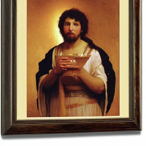 Image similar to a renaissance oil painting portrait by alma tadema of a holy divine prophet beautiful saint banda bear, dark lit candles, colourful pastel, detailed academic bouguereau, sharp focus, high contrast studio lighting