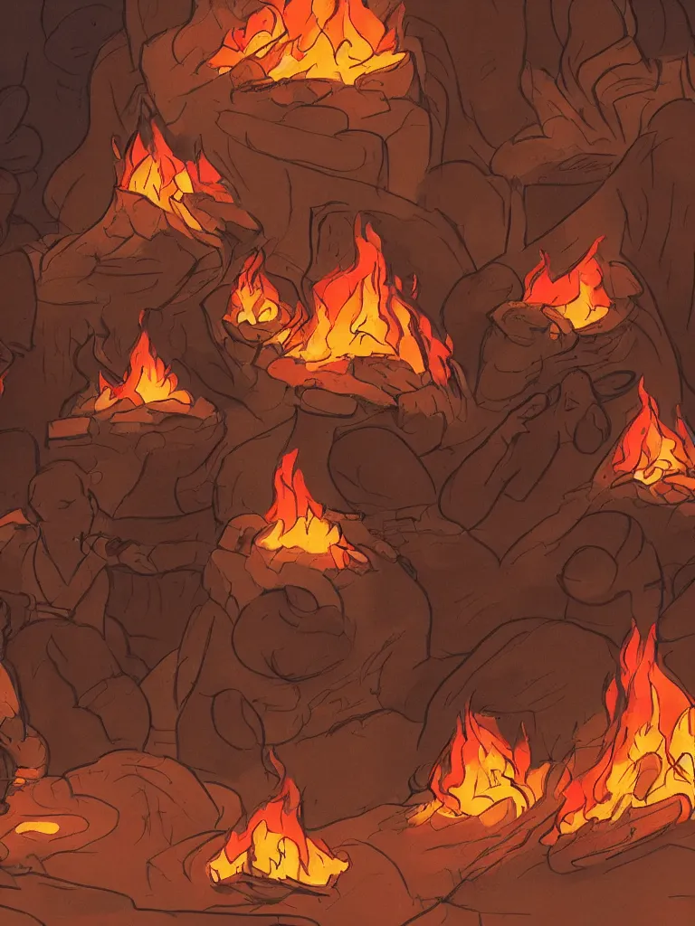 Image similar to camp fire lit faces by disney concept artists, blunt borders, rule of thirds