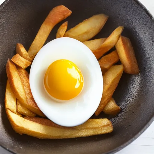 Image similar to an egg in a fry pan looking like a rubber duck