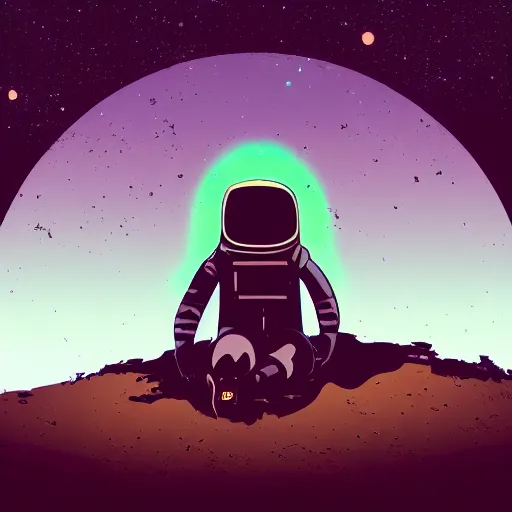 Sad Astronaut Sitting On Planet Alone Stock Illustration 1650991813