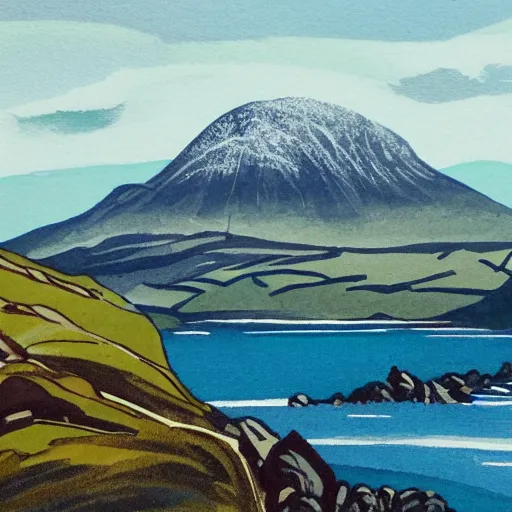 Image similar to the mountains of mourne in ireland in the style of midjourney