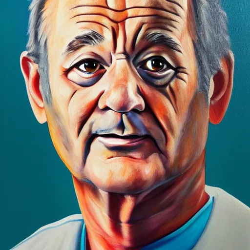Prompt: close up portrait of bill murray painted by jason rainvill