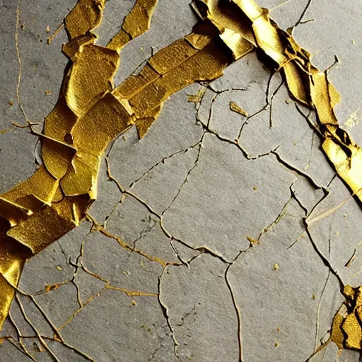 Image similar to photo of kintsugi, beautiful, gold, wabi sabi, high detail,