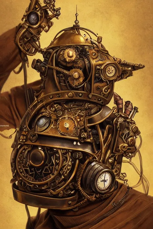 Image similar to steampunk helmet fantasy art mask robot ninja stylized digital illustration sharp focus, elegant intricate digital painting artstation concept art global illumination ray tracing advanced technology chaykin howard and campionpascale and cooke darwyn and davis jack