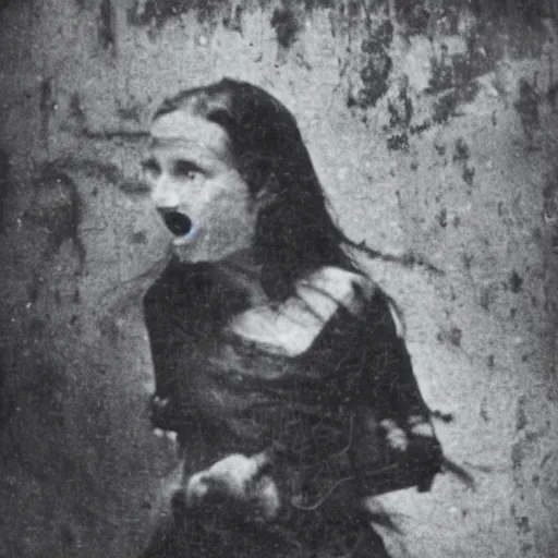 Prompt: spooky 1860 photo of an ancient girl demon devouring a soul on abandoned hospital