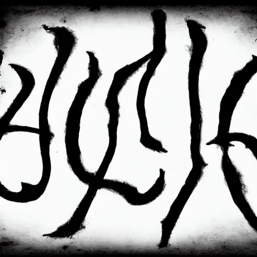 Prompt: black metal band font, unreadable, looks like varicose veins, symmetrical, rudimentary