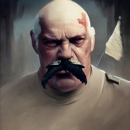 Prompt: mutant roach lukashenka with a roach mustache, matte paintig, art, highly detailed digital painting by greg rutkowski