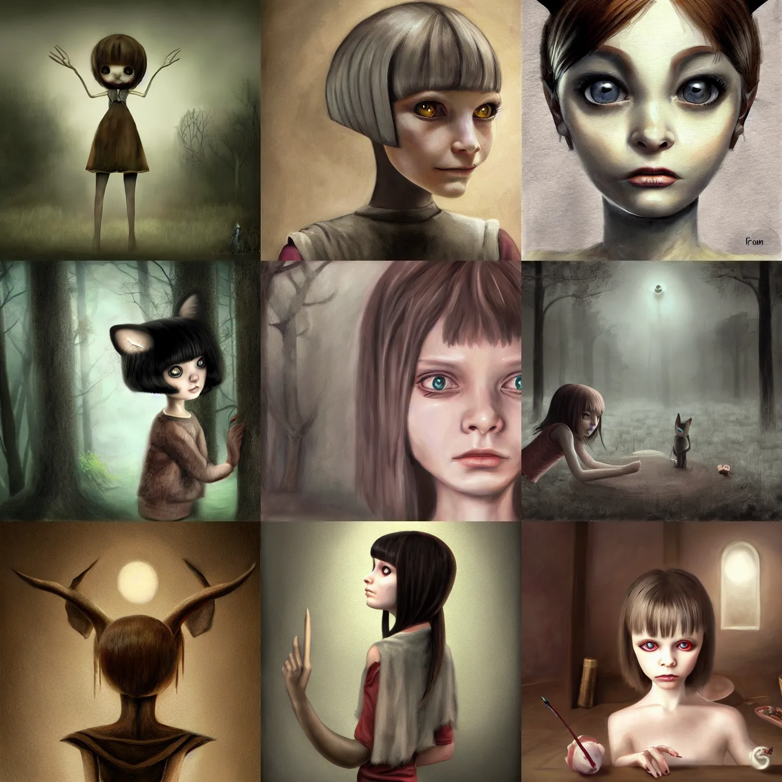 Prompt: Fran Bow, realistic painting, high definition, digital art, matte painting, very detailed, realistic
