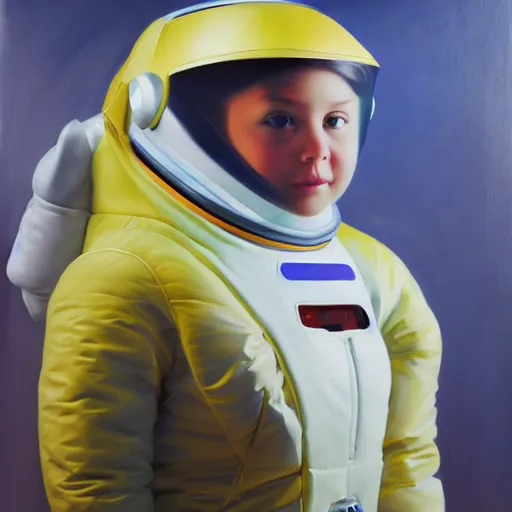 Prompt: girl in futuristic astronaut suit, portrait, hyperrealism oil painting