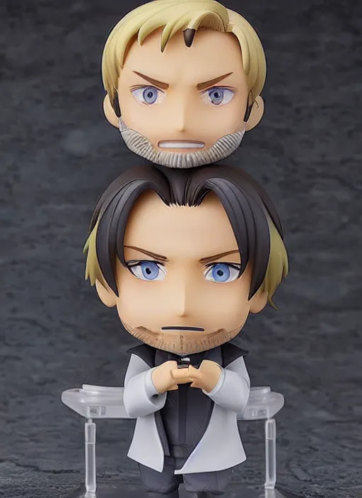 Prompt: mads mikkelsen, an anime nendoroid of mads mikkelsen figurine, realistic face, detailed product photo