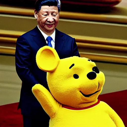 Prompt: Xi Jinping cosplaying as Winnie the Pooh