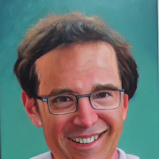 Image similar to rob schrab, oil painting