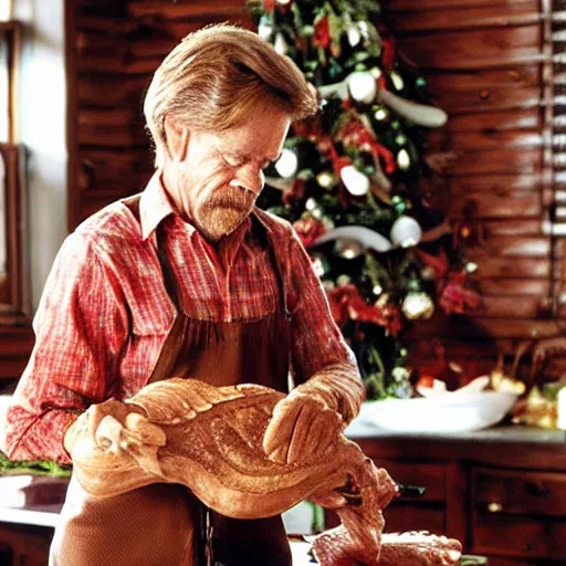 Image similar to William H Macy carving a turkey at Christmas