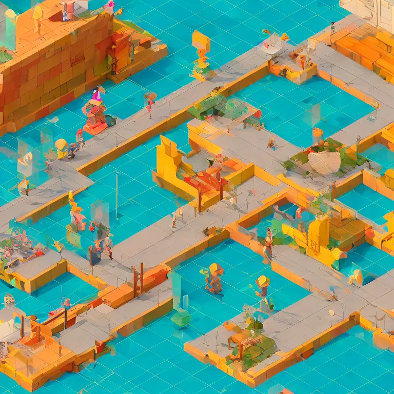 Image similar to chillwave casual isometric platform video game created by henry darger and adolf wolfli and martin ramirez, unreal engine 8 k