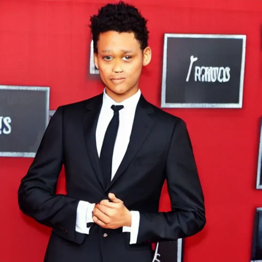 Image similar to fried chicken wearing a suit and tie, dressed for success, red carpet photo