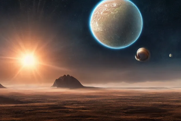 Image similar to a beautiful peaceful landscape photo of an alien planet, cinematic atmospheric masterpiece, award winning, 4 k, hyperdetailed, fantastic, wonderful