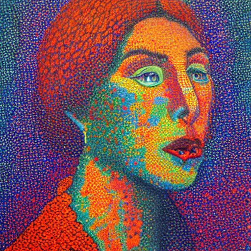 Prompt: ' they all lied to me'discomfort painting pointillist