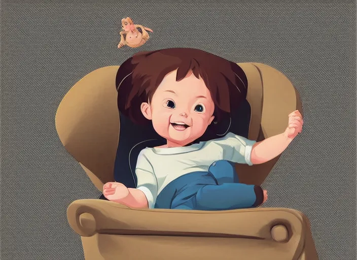 Prompt: a happy baby sitting in an armchair. clean cel shaded vector art. shutterstock. behance hd by lois van baarle, artgerm, helen huang, by makoto shinkai and ilya kuvshinov, rossdraws, illustration, art by ilya kuvshinov