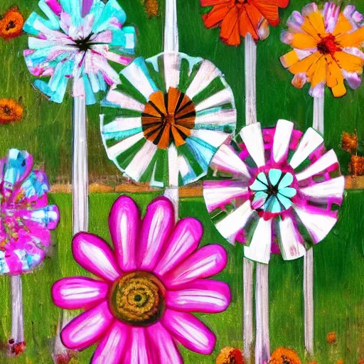 Prompt: Flower windmills