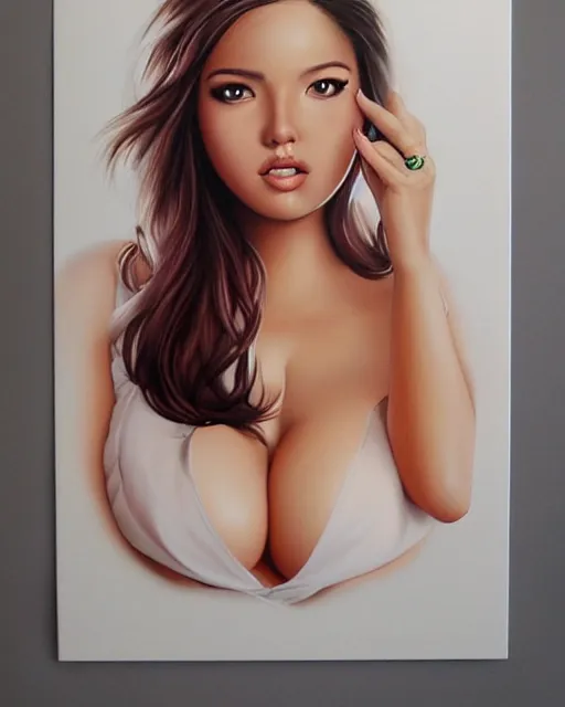 Image similar to beautiful plus size girl painting by artgerm
