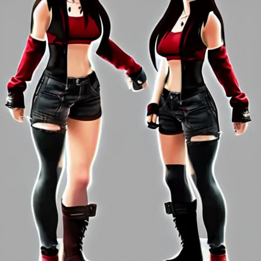 Image similar to full body concept of tifa lockhart, trending on artstation