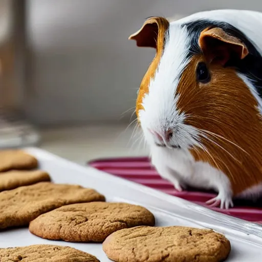 Image similar to a guinea pig baking cookies in a cozy french kitchen