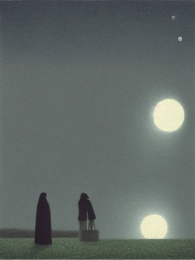 Image similar to artwork by quint buchholz, music, moon, night, quiet.