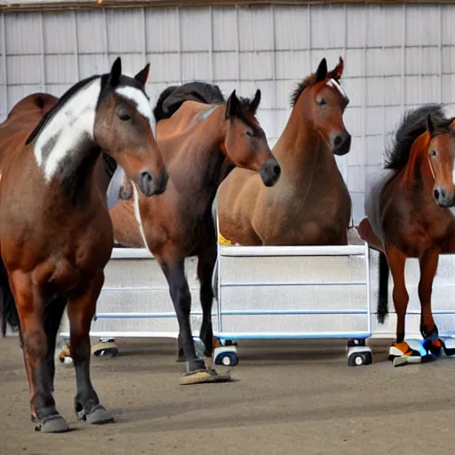 Image similar to horses skateboarding