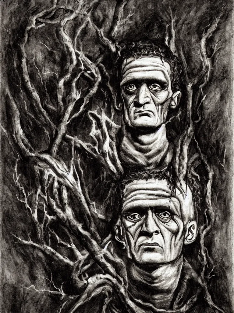 Prompt: Frankenstein portrait by David friedric