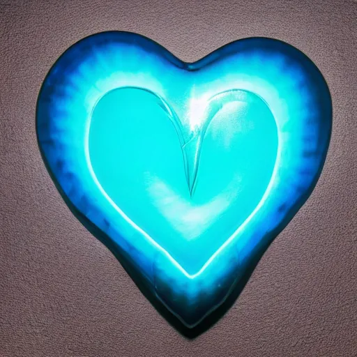 Prompt: a human heart, beautiful shaped glass sculpture made of icy snowy frosted glass with light blue white tint. studio lighting, high resolution, high quality, very detailed, medical depiction, scientific