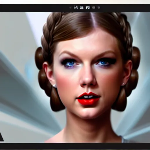 Image similar to Portrait of Taylor Swift as Princess Leia in Star Wars, professional digital painting, smooth, sharp focus, Unreal Engine 5, 8K