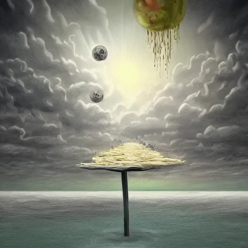 Image similar to surrealism digital painting of the end of the world., horror,