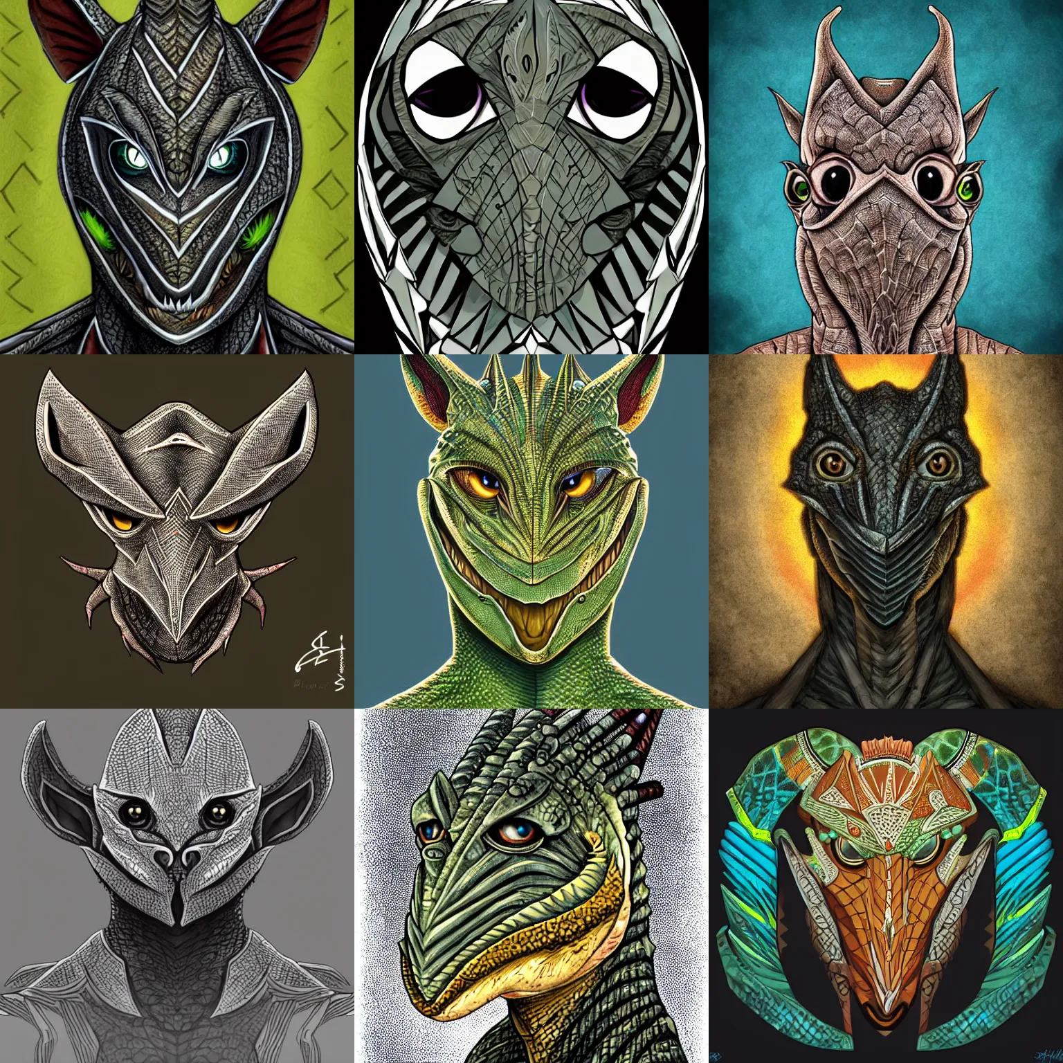 Prompt: african argonian! symmetrical portrait epic fantasy illustration cute beautiful eyes