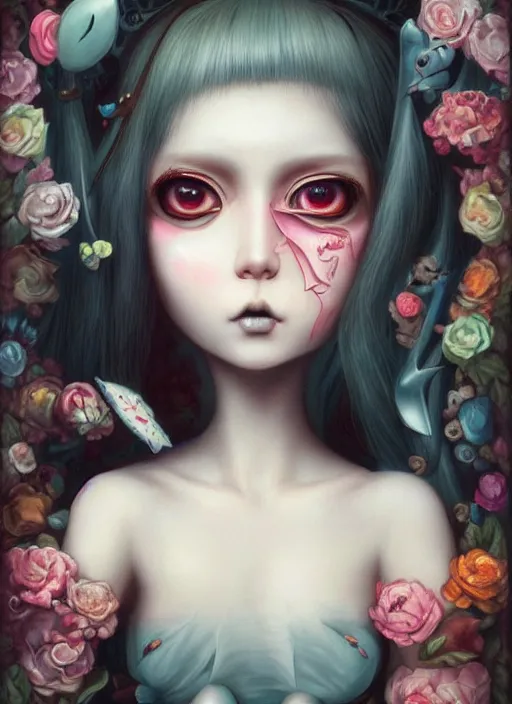 Prompt: pop surrealism, lowbrow art, anime 3 d art, realistic cute anime girl painting, japanese street fashion, hyper realism, muted colours, rococo, natalie shau, loreta lux, tom bagshaw, mark ryden, trevor brown style,