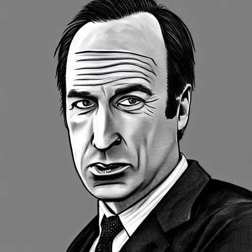 Image similar to a detailed portrait of bob odenkirk as saul goodman by tjalf spaarnay