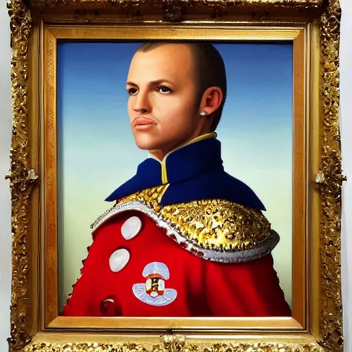 Prompt: portrait of britney spears wearing a swiss guard uniform, oil on canvas, 8 k, very detailed, very intricate,