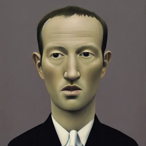 Image similar to a portrait of a mark elliot zuckerberg in a tibet by gertrude abercrombie. surrealism, dark, low contrast