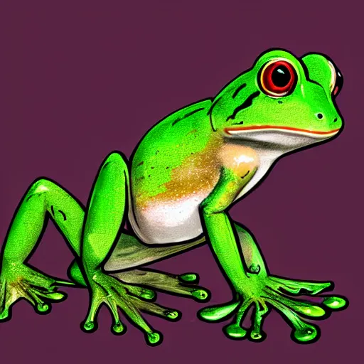 Image similar to cute anthro anime frog, digital art