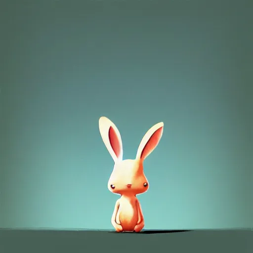 Prompt: goro fujita illustration of a cute bunny, it has two big ears, a small body, two eyes, two hands and two feet