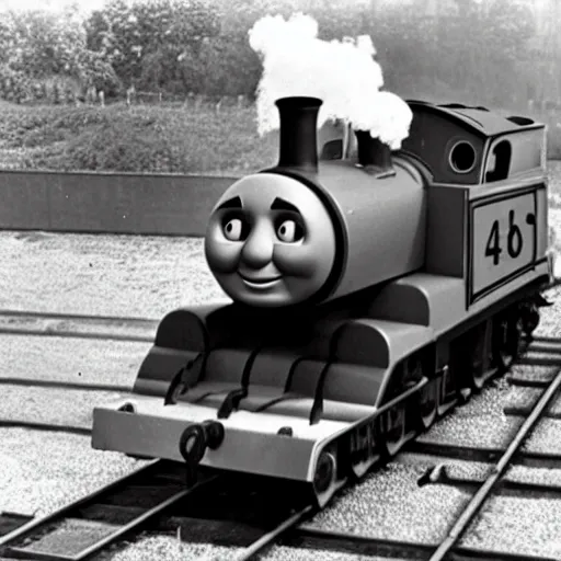 Prompt: thomas the tank engine at the nuremberg trials