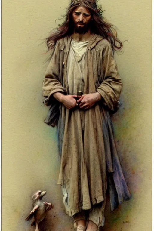 Prompt: (((((1950s jesus . muted colors.))))) by Jean-Baptiste Monge !!!!!!!!!!!!!!!!!!!!!!!!!!!