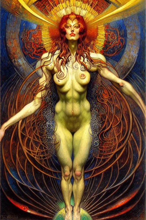 Image similar to Divine Chaos Engine by Karol Bak, Jean Delville, William Blake, and Vincent Van Gogh, symbolist