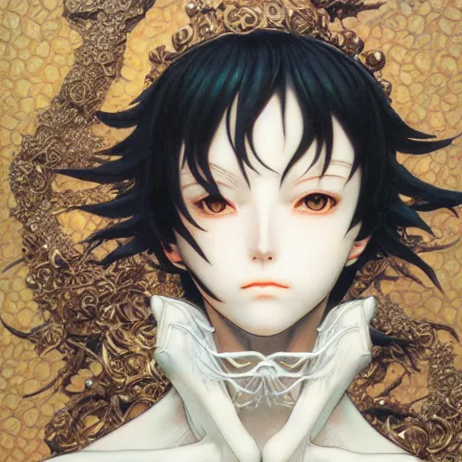 Image similar to prompt : photorealistic 3 d render of persona soft light painted by takato yamamoto, mecha accessories, otaku gangasta, inspired by fables, realistic face, smooth face feature, intricate oil painting, high detail, sharp high detail, manga and anime 1 9 8 0