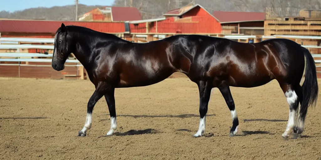 Prompt: american quarter horse, shiny coat, strong and lean, highly detalied